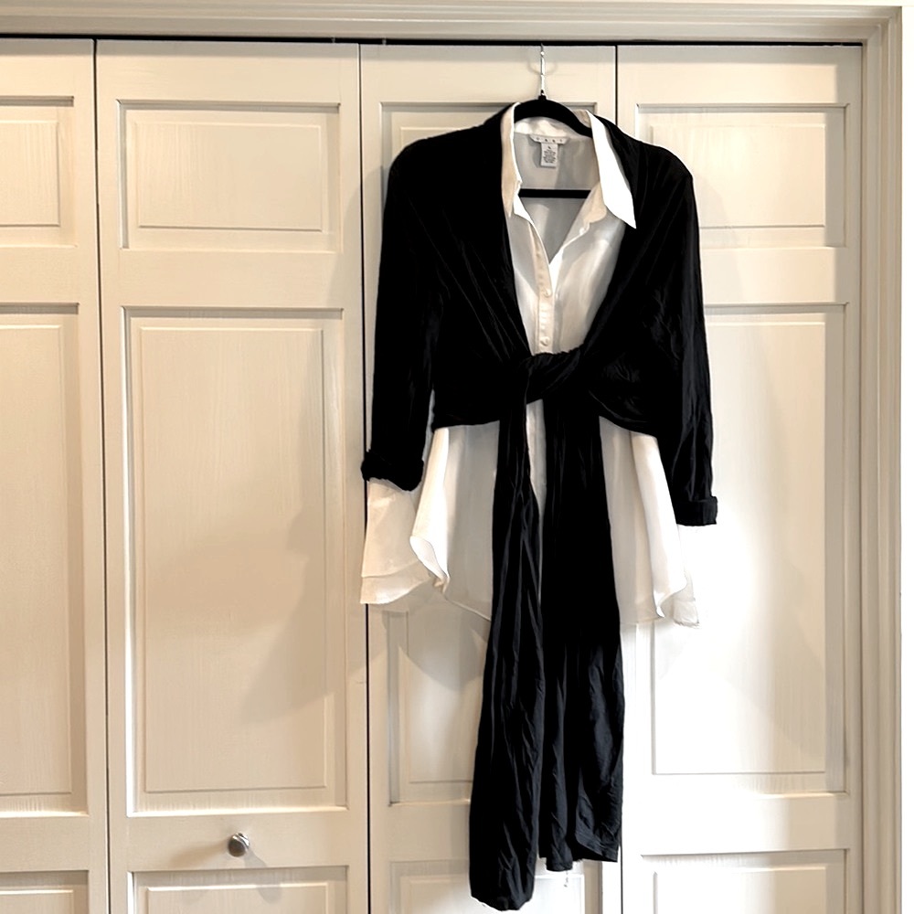 Anthropologie black Pima cotton tie waist shrug cardigan